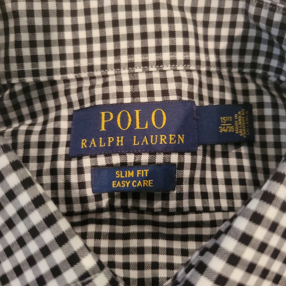 Polo Ralph Lauren Button Up Youth Size 15 1/2 34/35 black white